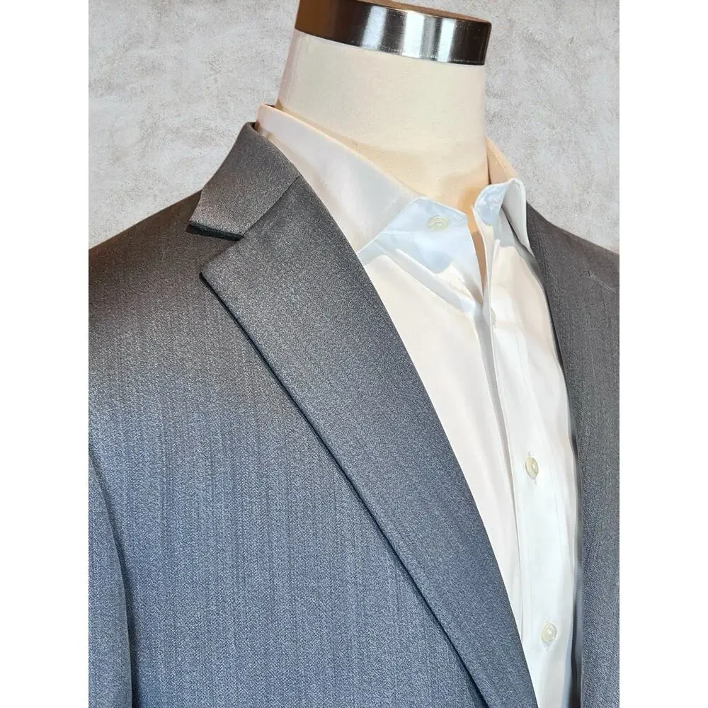 Hart Schaffner Marx 44-46L 38x29 Steel Gray Blue Traditional Suit USA